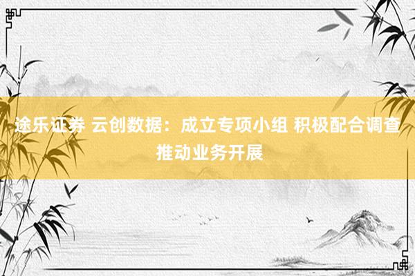 途乐证券 云创数据：成立专项小组 积极配合调查 推动业务开展