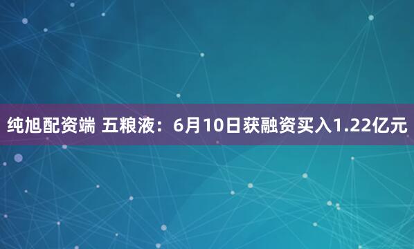 纯旭配资端 五粮液：6月10日获融资买入1.22亿元