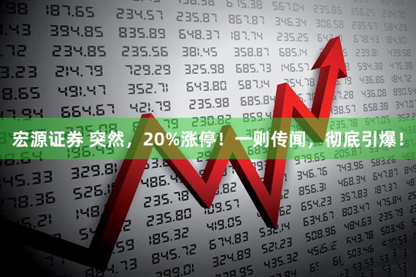 宏源证券 突然，20%涨停！一则传闻，彻底引爆！