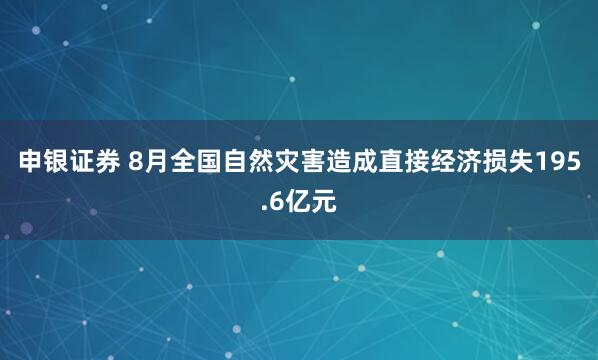 申银证券 8月全国自然灾害造成直接经济损失195.6亿元