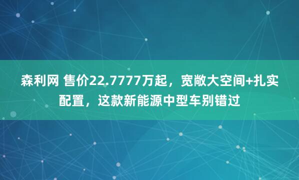 森利网 售价22.7777万起，宽敞大空间+扎实配置，这款新能源中型车别错过